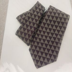 Polo Ralph Lauren Tie Made By Hand 100% Silk Men Burgundy White Geometric